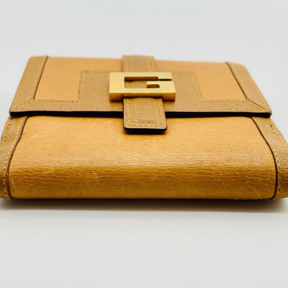 GUCCI GOLD G BUCKLE LEATHER BEIGE CANVAS WALLET BIFOLD Vintage - Picture 5 of 14